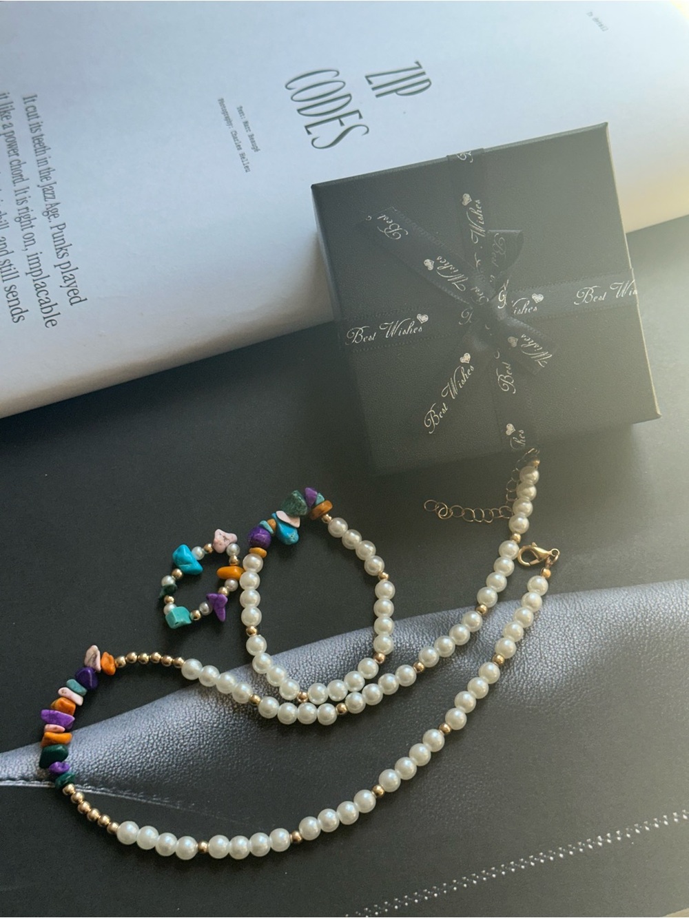 Customer made Pearl and Multicolor natural stone Bead Set